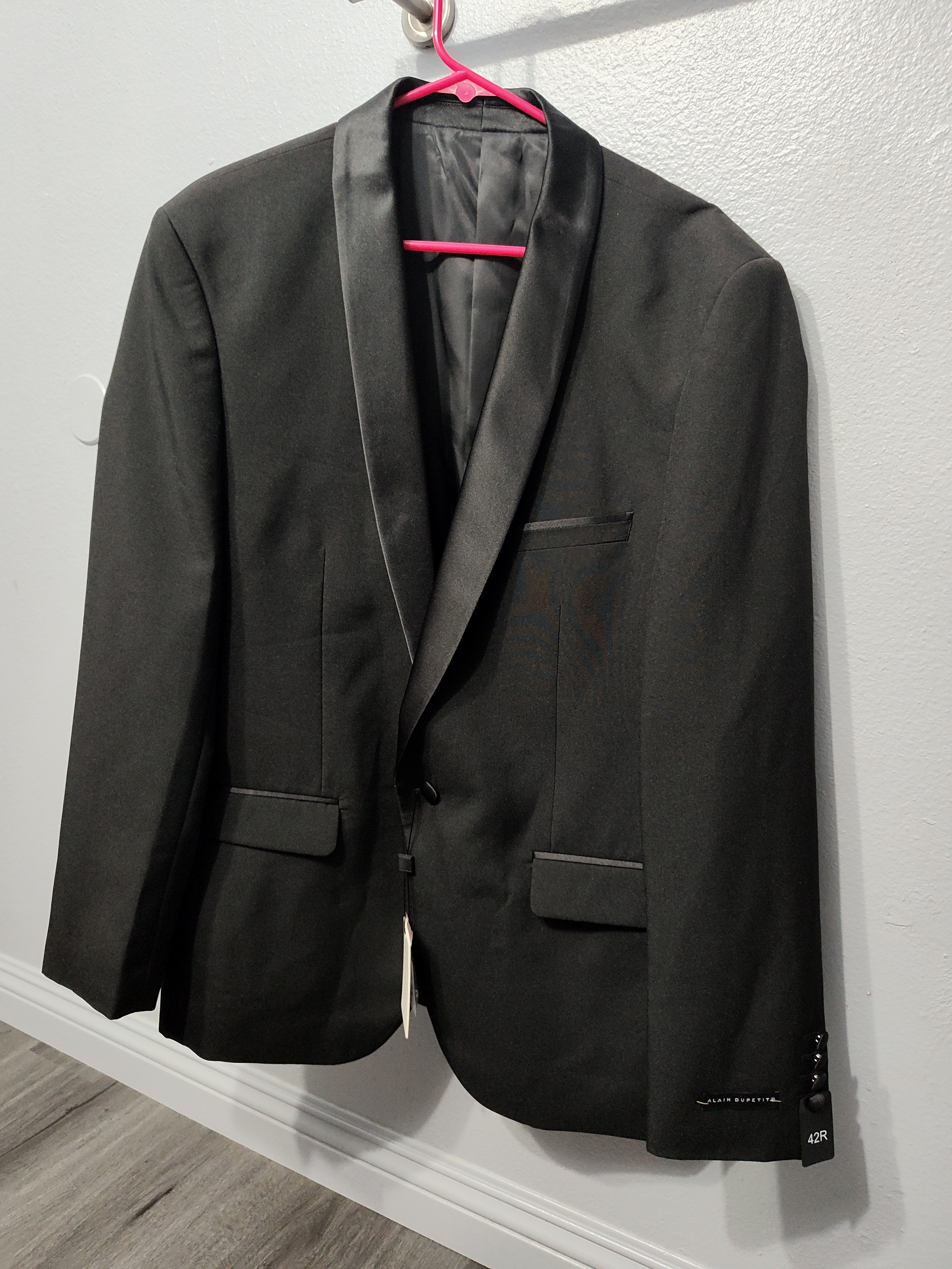 Nwt Alain Dupetit 42r Men's Black Tuxedo Jacket Blazer Suit Satin Lapel Single — image 4 of 8